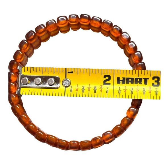 Vintage Stretch Natural Baltic Amber Tone Beaded Stretch Bracelet Real Retro - Picture 4 of 6